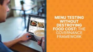 Menu testing governance dashboard preventing 5-8% variance spikes with automated profitability gates