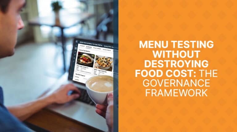 Menu testing governance dashboard preventing 5-8% variance spikes with automated profitability gates