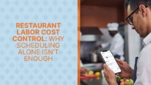 Multi-unit restaurant labor cost dashboard showing real-time scheduled vs. actual variance across 30 locations