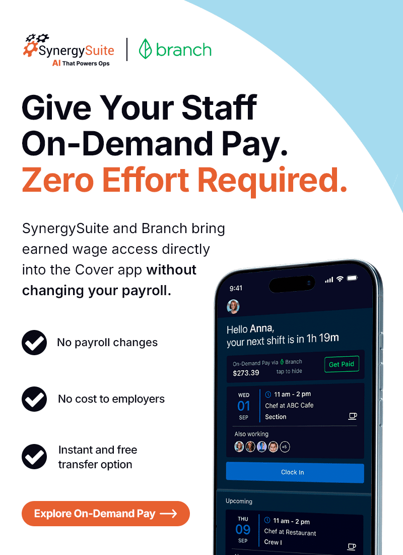 Give Your Staff On-Demand Pay. Zero Effort Required.